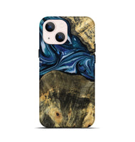 iPhone 13 mini Wood Live Edge Phone Case - Leo (Blue, 814784)