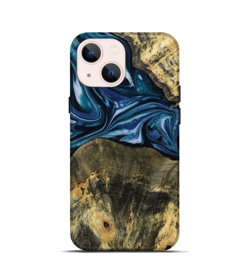 iPhone 13 mini Wood Live Edge Phone Case - Leo (Blue, 814784)
