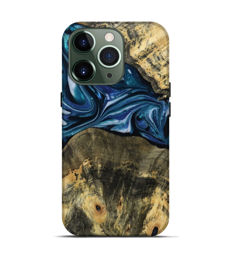 iPhone 13 Pro Wood Live Edge Phone Case - Leo (Blue, 814784)