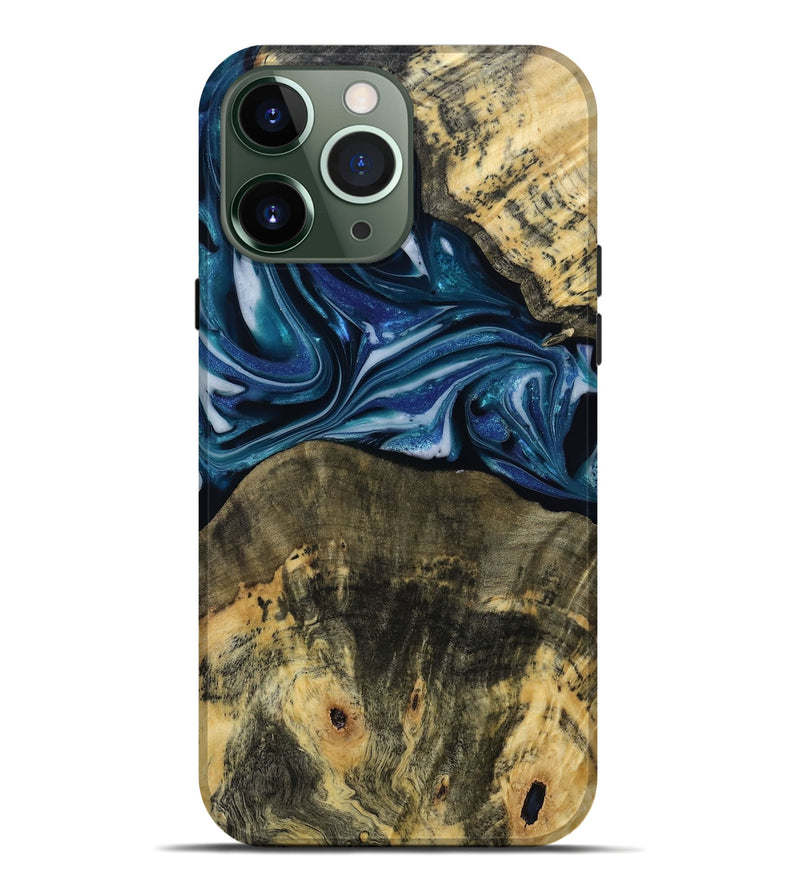 iPhone 13 Pro Max Wood Live Edge Phone Case - Leo (Blue, 814784)