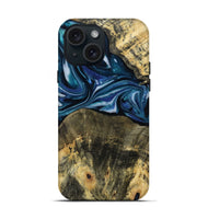 iPhone 15 Wood Live Edge Phone Case - Leo (Blue, 814784)