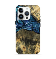 iPhone 15 Pro Wood Live Edge Phone Case - Leo (Blue, 814784)
