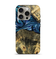 iPhone 16 Pro Wood Live Edge Phone Case - Leo (Blue, 814784)