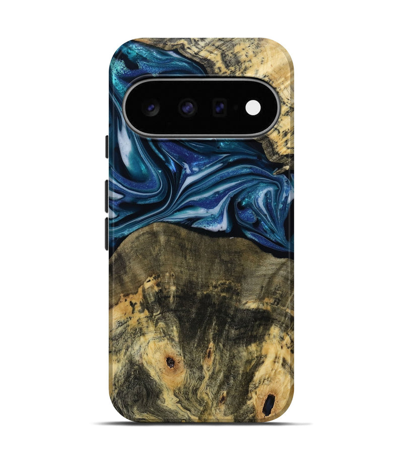 Pixel 11 Pro Wood Live Edge Phone Case - Leo (Blue, 814784)
