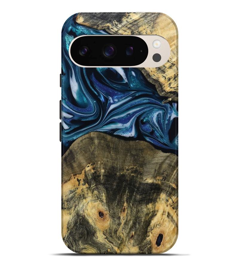 Pixel 9 Pro XL Wood Live Edge Phone Case - Leo (Blue, 814784)