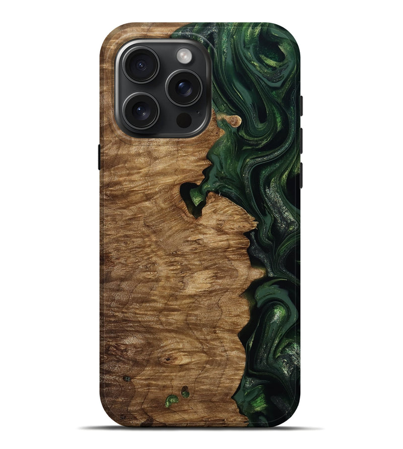 iPhone 16 Pro Max Wood Live Edge Phone Case - Casimir (Green, 814791)