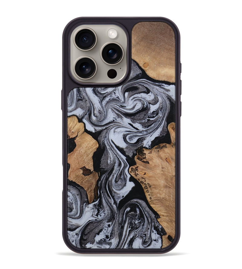 iPhone 16 Pro Max Wood Phone Case - Clem (Black & White, 814795)