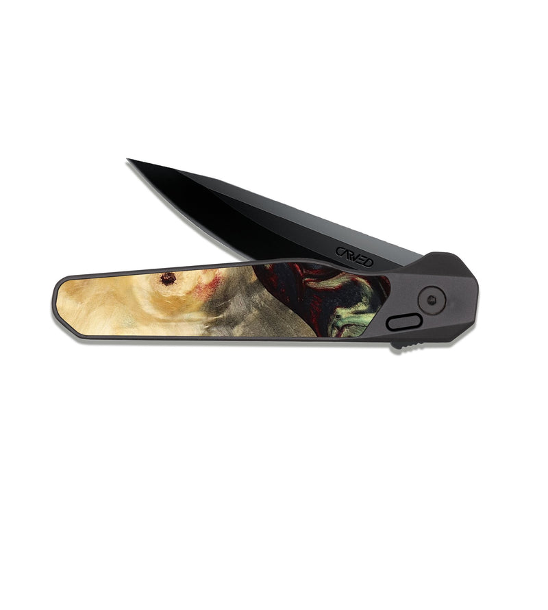 EDC Dark Slate Wood Pocket Knife - Mariann (Red, 814806)