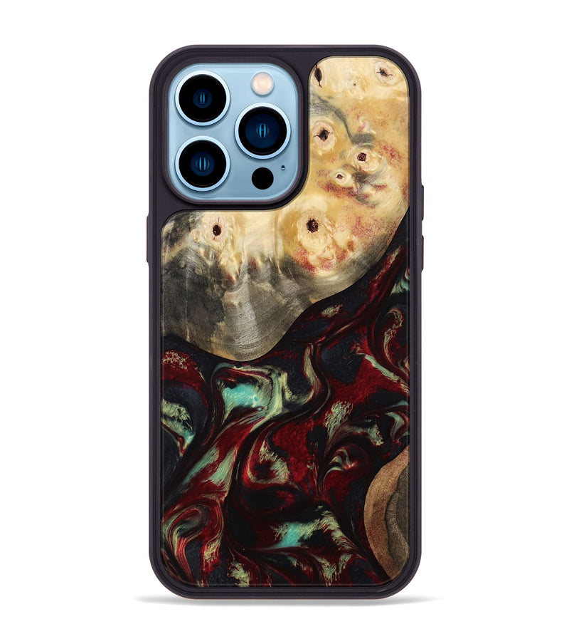 iPhone 14 Pro Max Wood Phone Case - Mariann (Red, 814806)