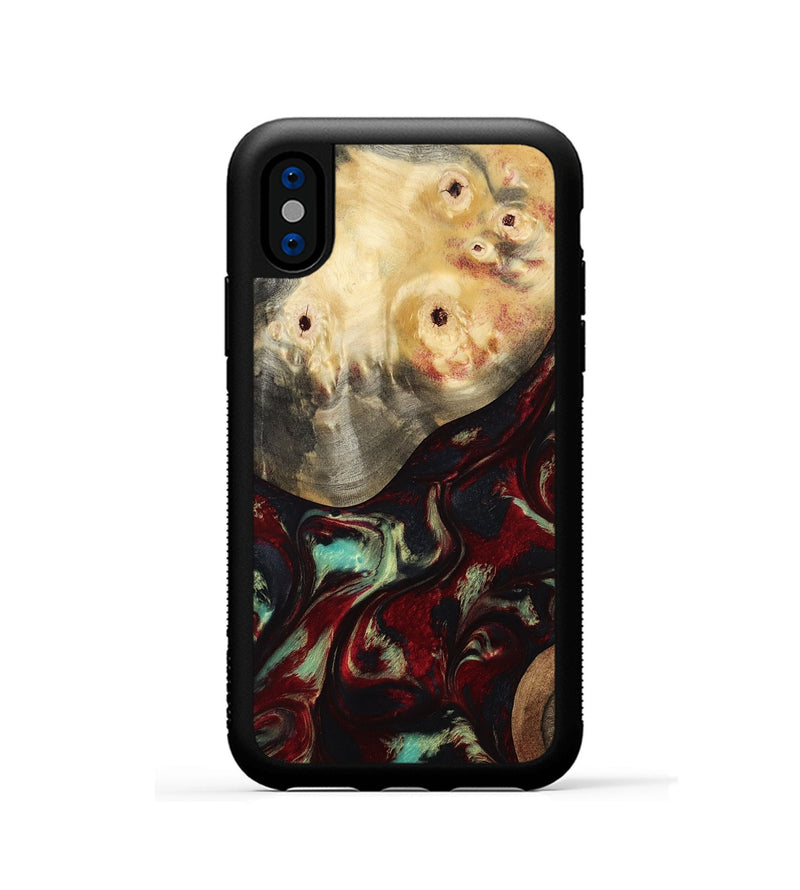 iPhone Xs Wood Phone Case - Mariann (Red, 814806)
