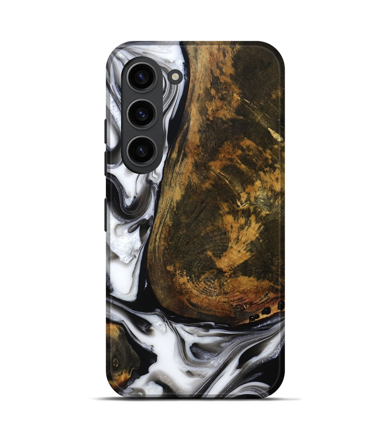 Galaxy S23 Wood Live Edge Phone Case - Brown (Black & White, 814824)