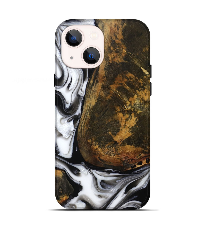 iPhone 13 Wood Live Edge Phone Case - Brown (Black & White, 814824)