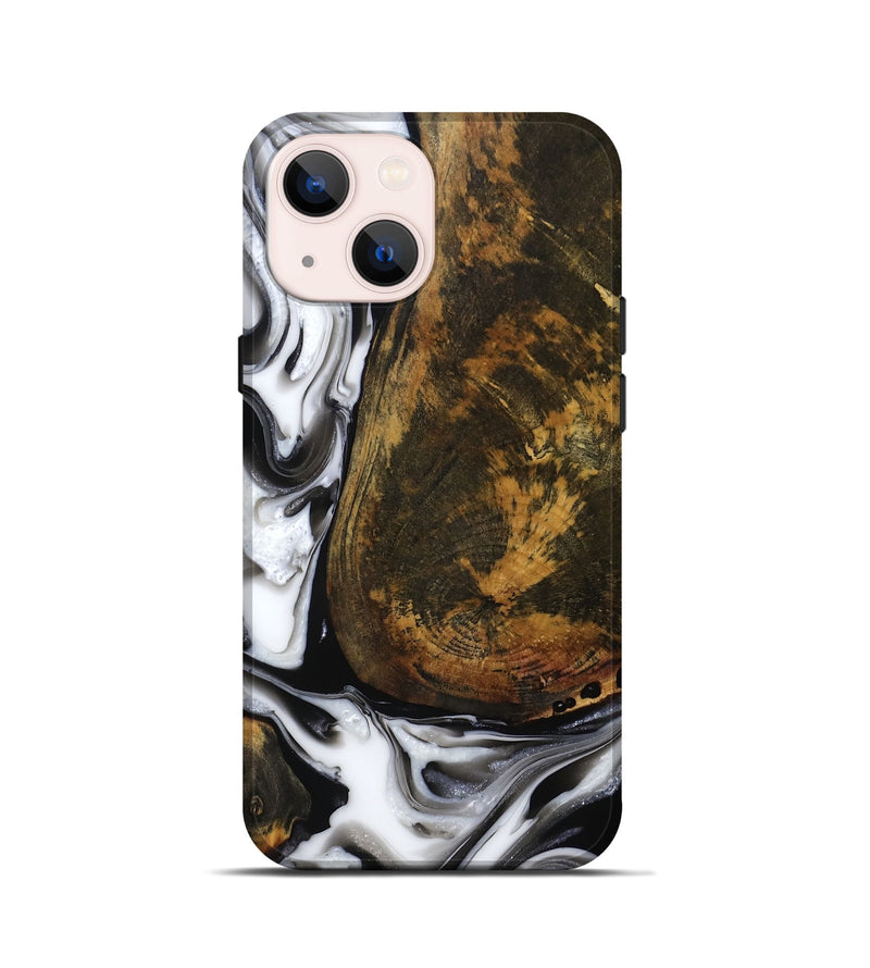 iPhone 13 mini Wood Live Edge Phone Case - Brown (Black & White, 814824)