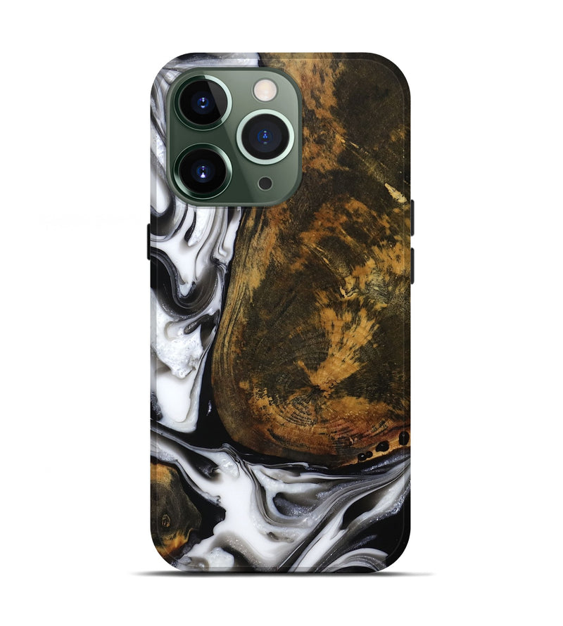iPhone 13 Pro Wood Live Edge Phone Case - Brown (Black & White, 814824)