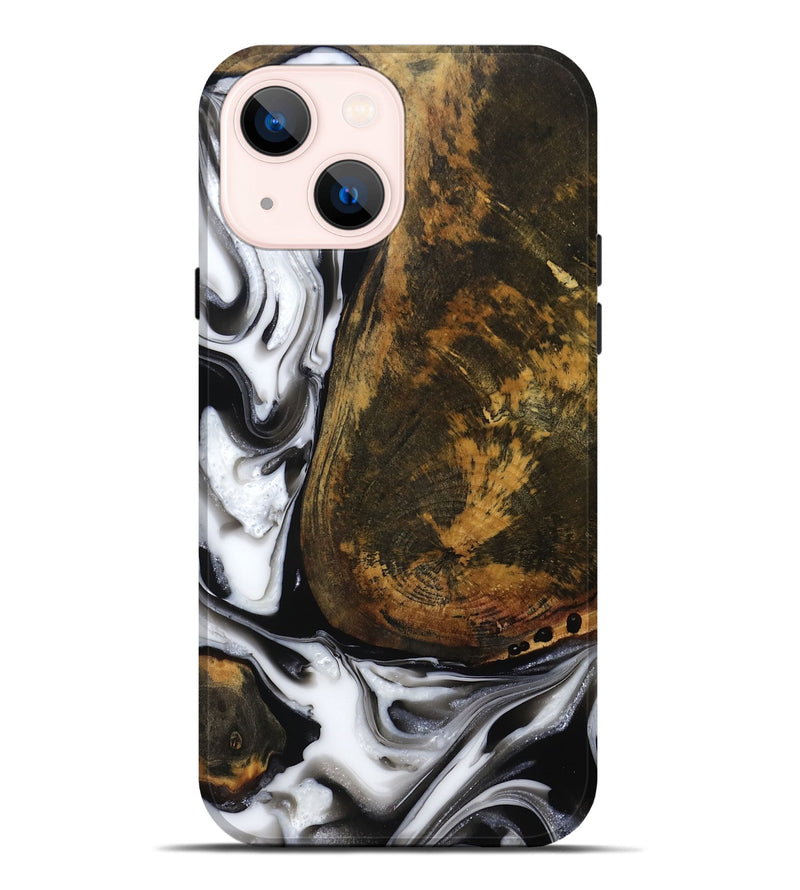 iPhone 14 Plus Wood Live Edge Phone Case - Brown (Black & White, 814824)