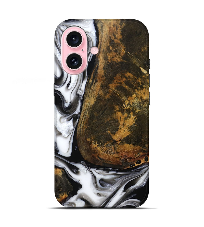 iPhone 17 Wood Live Edge Phone Case - Brown (Black & White, 814824)