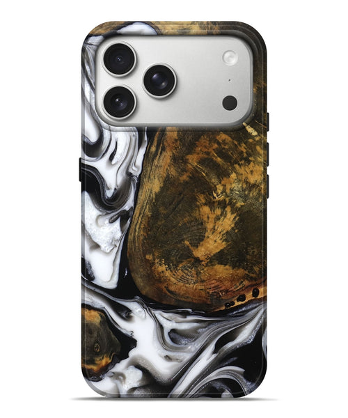 iPhone 17 Pro Max Wood Live Edge Phone Case - Brown (Black & White, 814824)