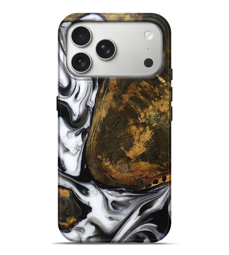 iPhone 17 Pro Max Wood Live Edge Phone Case - Brown (Black & White, 814824)