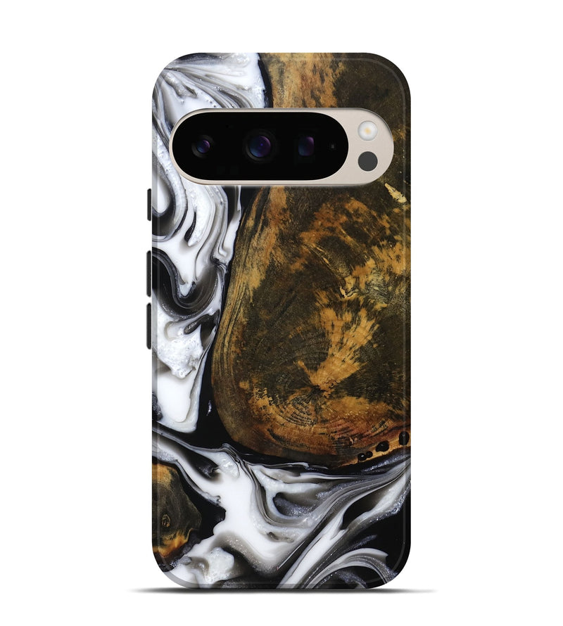 Pixel 10 Pro Wood Live Edge Phone Case - Brown (Black & White, 814824)