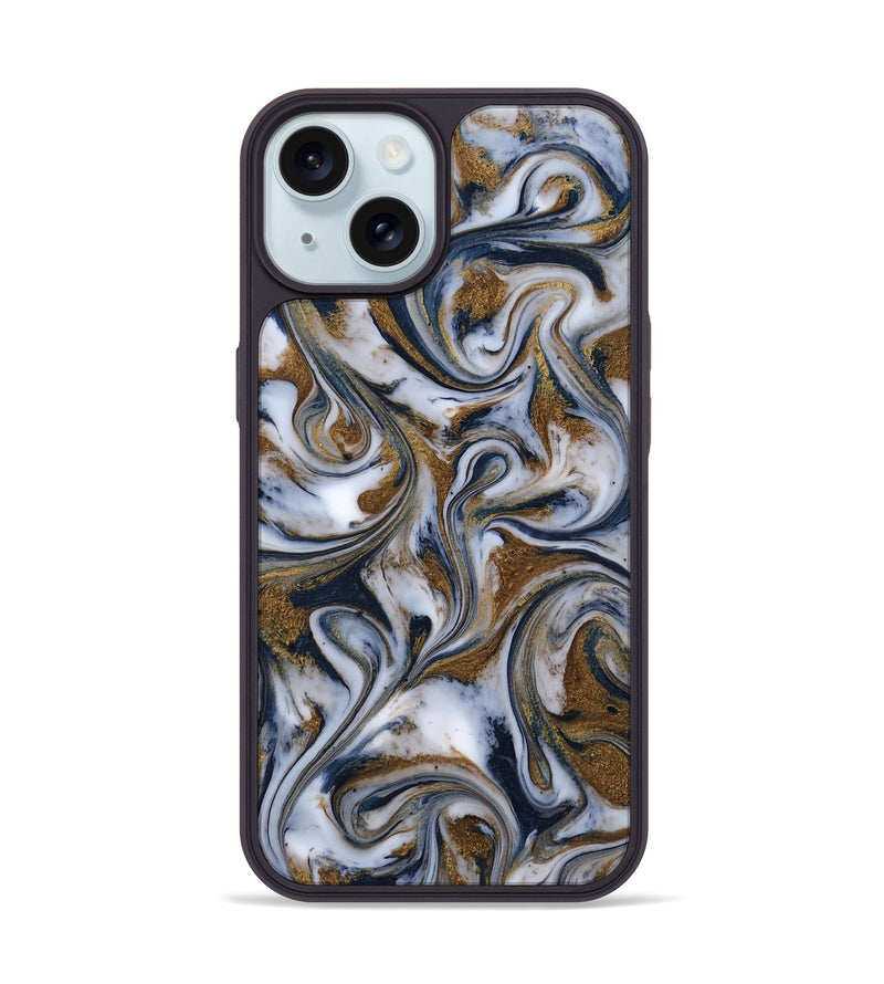 iPhone 15 ResinArt Phone Case - Katlyn (Teal & Gold, 814832)