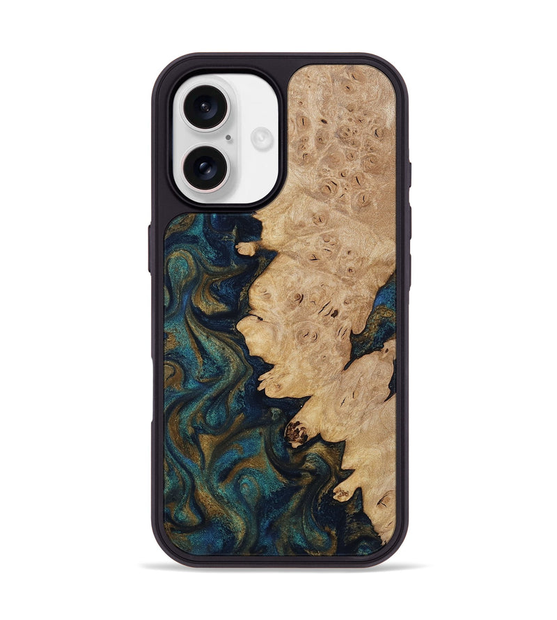 iPhone 17 Wood Phone Case - Harlow (Teal & Gold, 814833)