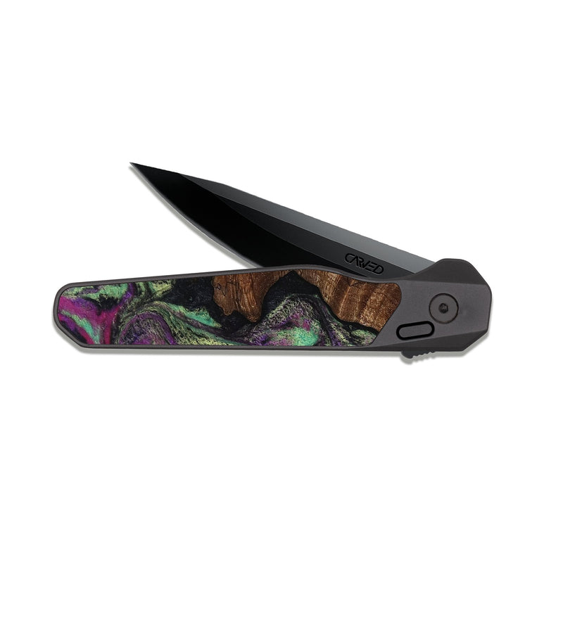 EDC Dark Slate Wood Pocket Knife - Keaton (Purple, 814862)