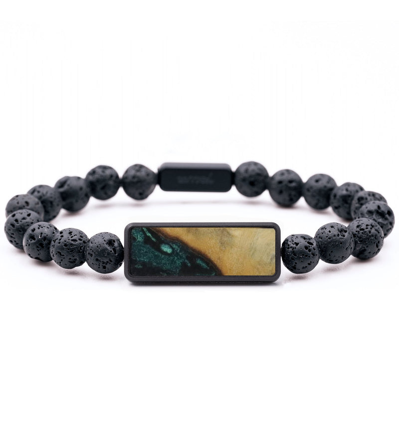 Lava Bead Wood Bracelet - Paislee (Green, 815159)