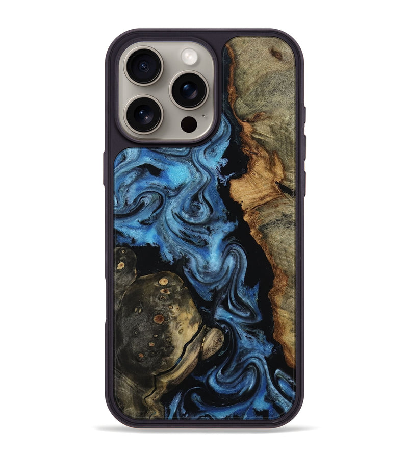 iPhone 16 Pro Max Wood Phone Case - Cash (Blue, 815199)