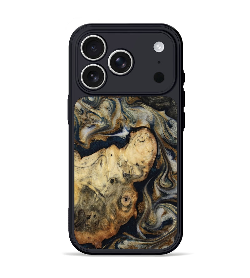 iPhone 17 Pro Wood Phone Case - Quinten (Teal & Gold, 815209)
