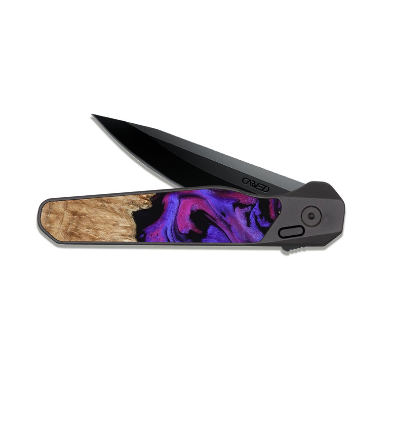 EDC Dark Slate Wood Pocket Knife - Scarlet (Purple, 815215)