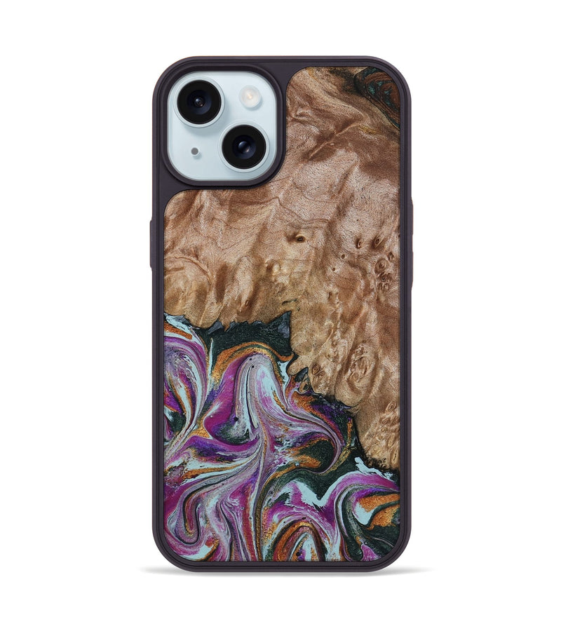 iPhone 15 Wood Phone Case - Britney (Green, 815222)