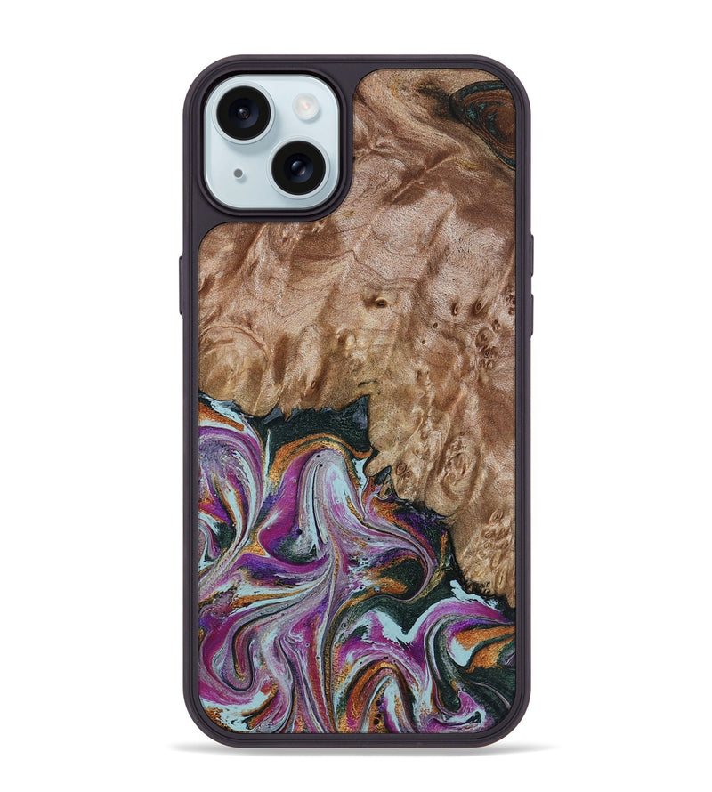 iPhone 15 Plus Wood Phone Case - Britney (Green, 815222)