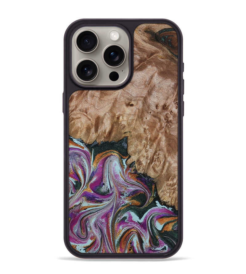 iPhone 15 Pro Max Wood Phone Case - Britney (Green, 815222)