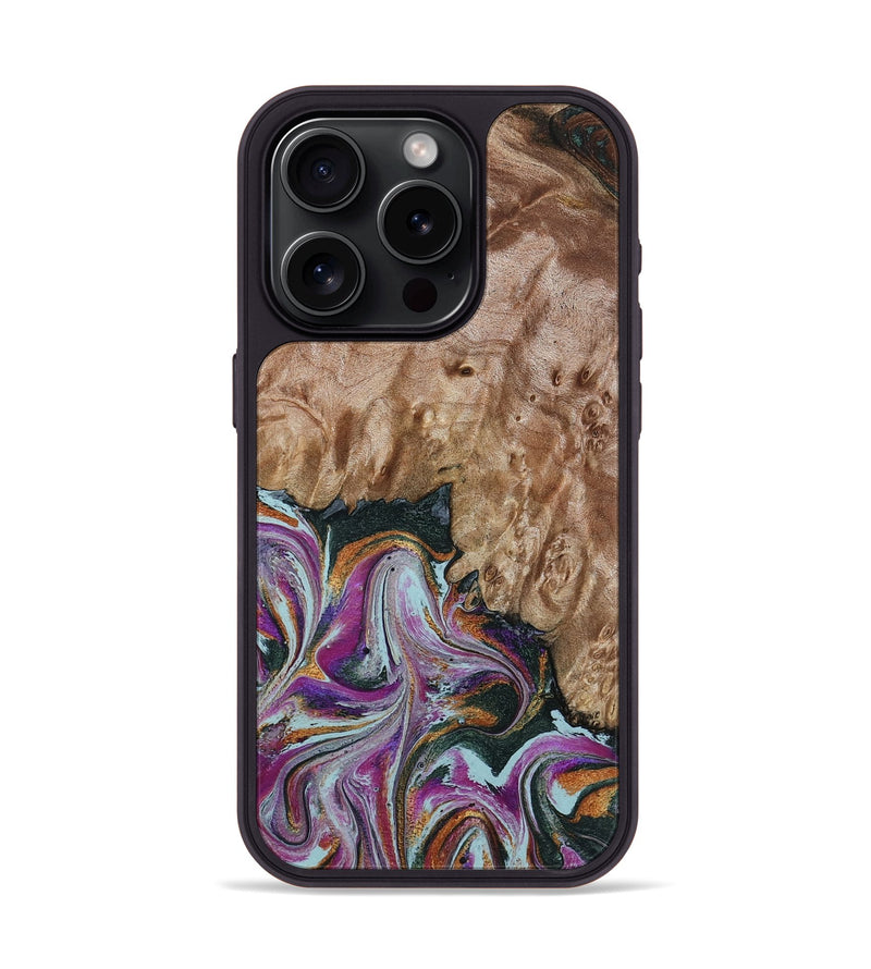 iPhone 15 Pro Wood Phone Case - Britney (Green, 815222)