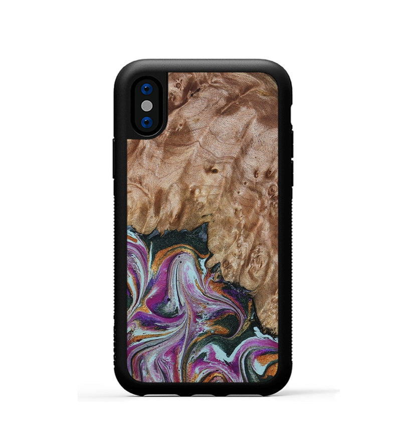 iPhone Xs Wood Phone Case - Britney (Green, 815222)