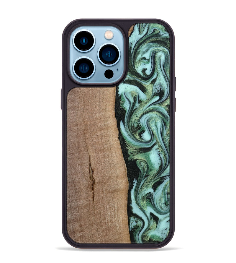 iPhone 14 Pro Max Wood Phone Case - London (Green, 815224)