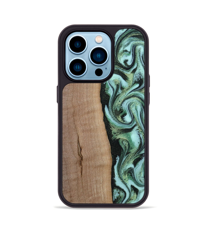 iPhone 14 Pro Wood Phone Case - London (Green, 815224)