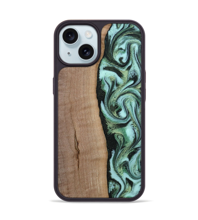 iPhone 15 Wood Phone Case - London (Green, 815224)