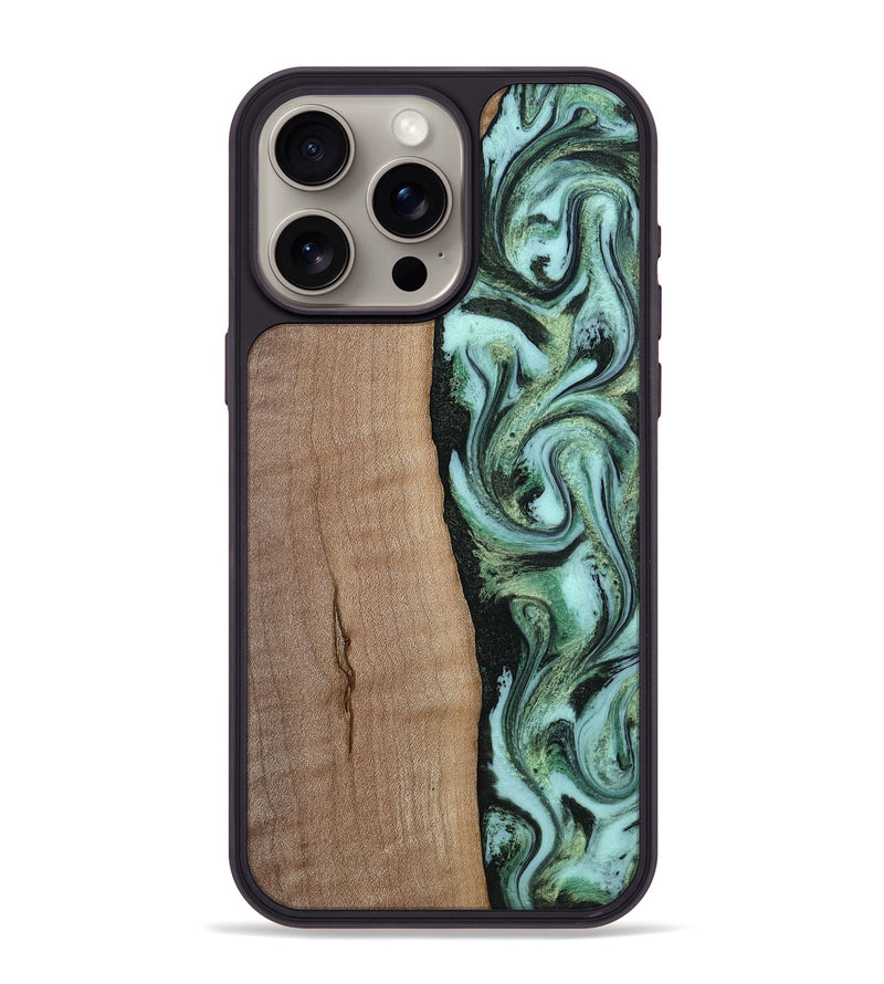 iPhone 15 Pro Max Wood Phone Case - London (Green, 815224)
