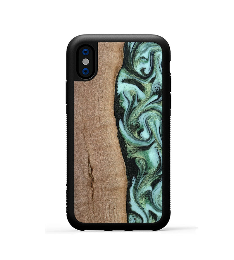 iPhone Xs Wood Phone Case - London (Green, 815224)