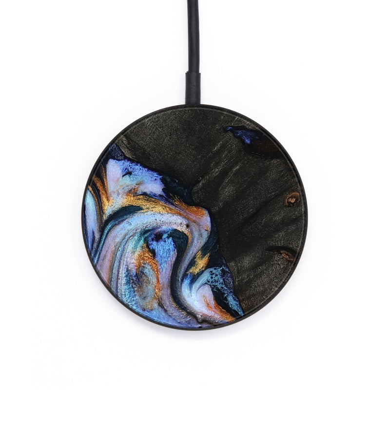 Circle Wood Wireless Charger - Carolyn (Teal & Gold, 815231)