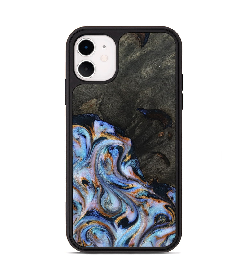 iPhone 11 Wood Phone Case - Carolyn (Teal & Gold, 815231)