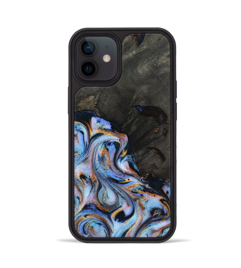 iPhone 12 Wood Phone Case - Carolyn (Teal & Gold, 815231)