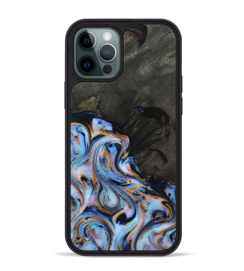 iPhone 12 Pro Max Wood Phone Case - Carolyn (Teal & Gold, 815231)