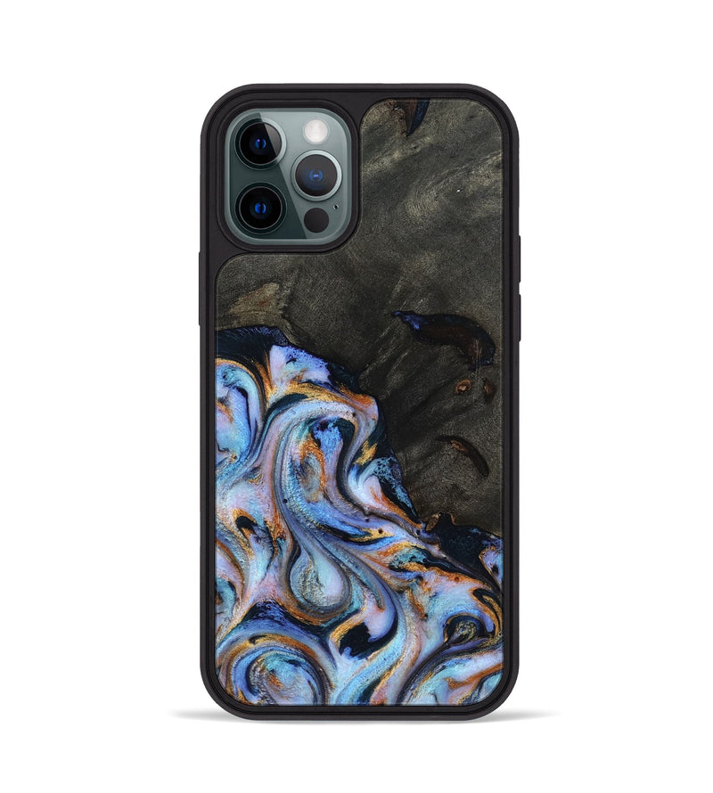 iPhone 12 Pro Wood Phone Case - Carolyn (Teal & Gold, 815231)