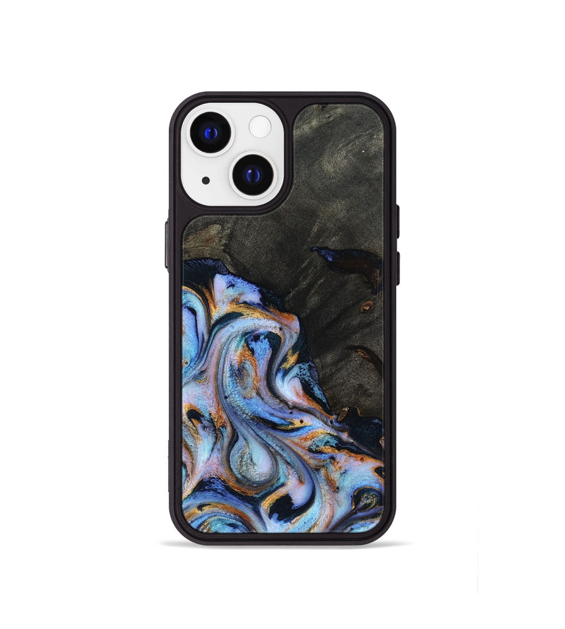 iPhone 13 mini Wood Phone Case - Carolyn (Teal & Gold, 815231)