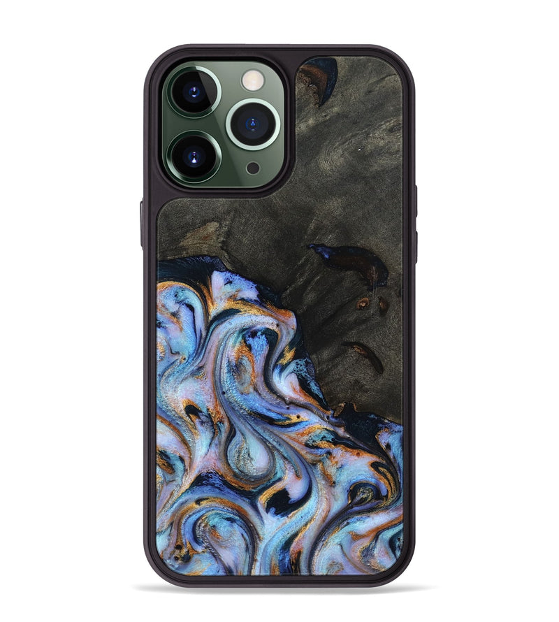 iPhone 13 Pro Max Wood Phone Case - Carolyn (Teal & Gold, 815231)