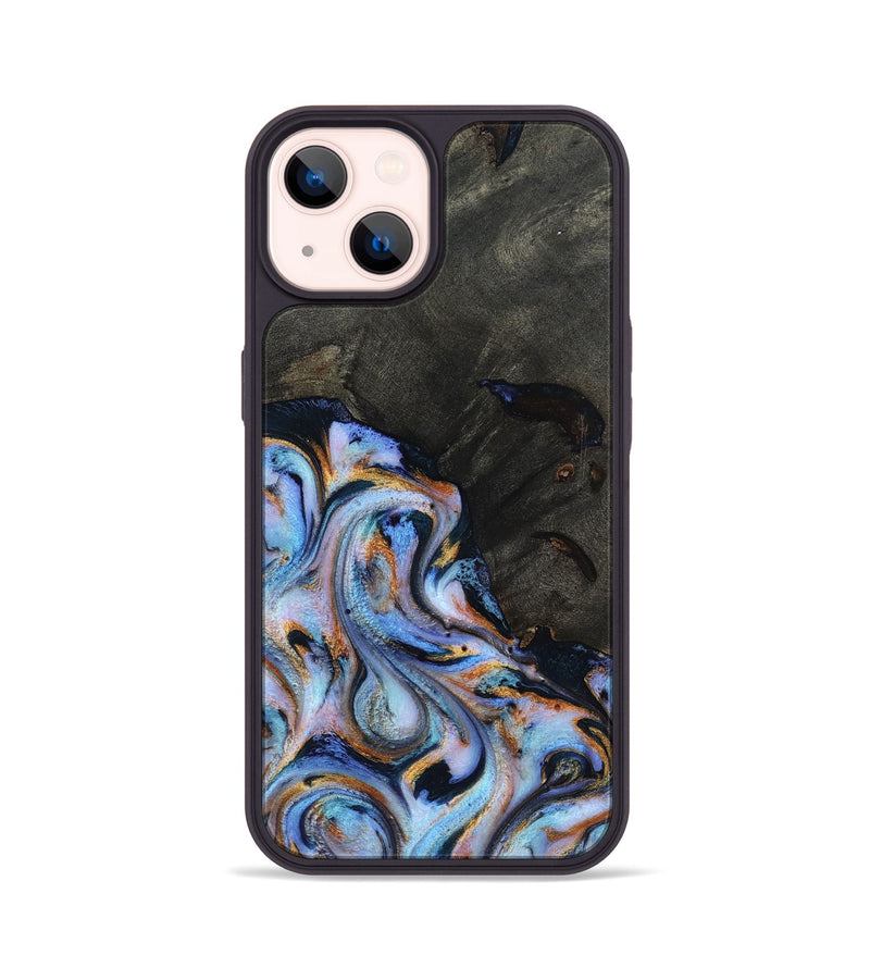 iPhone 14 Wood Phone Case - Carolyn (Teal & Gold, 815231)