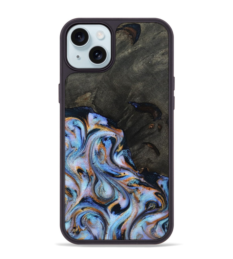 iPhone 15 Plus Wood Phone Case - Carolyn (Teal & Gold, 815231)