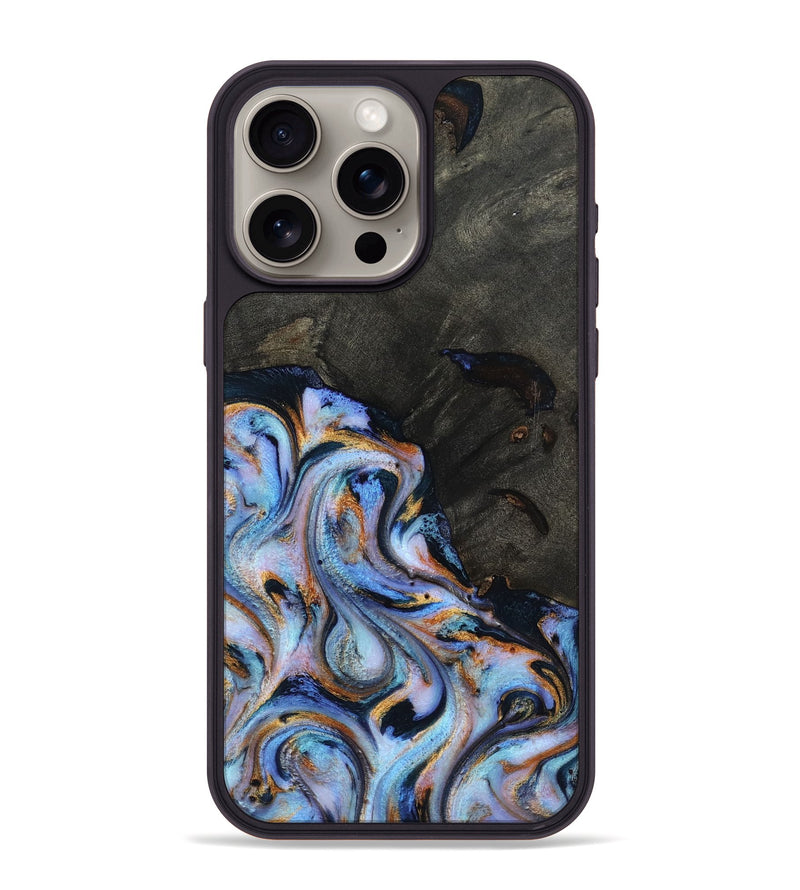 iPhone 15 Pro Max Wood Phone Case - Carolyn (Teal & Gold, 815231)